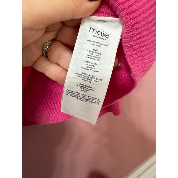 Maje Marlena Open-Shoulder Cashmere Sweater in Pink Size 3/Large - Picture 4 of 7
